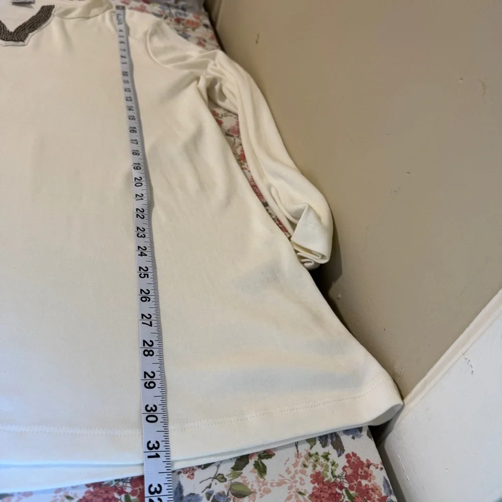 Chico's Womens Basic Cream Top XL Beaded Minimalist Capsule‎ Career Business - Picture 10 of 11